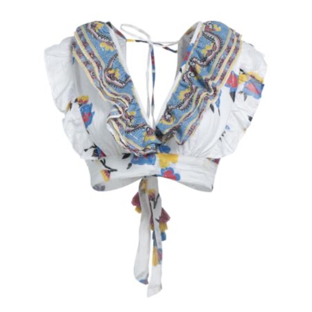 Place Nationale Ruffle Cropped Top SZ 2/US M NWT